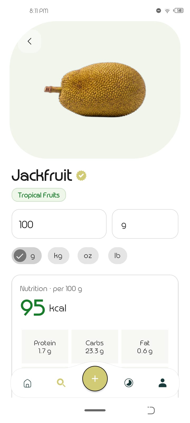 Flavorify Nutrition app screen